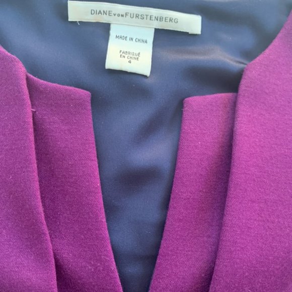 Vintage DVF Purple Wool Shift Dress - Size 4 - Picture 5 of 9